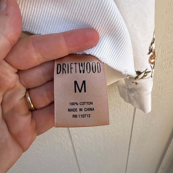 Driftwood Teddy Full Zip Hoodie Women's Medium White Floral Embroidered Western - Picture 5 of 11